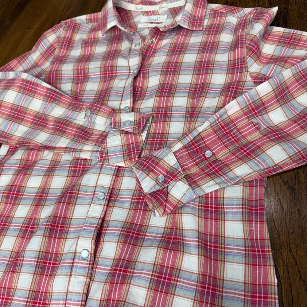 Purnell Red Plaid Button-Up Shirt Pearl Snap Cotton Western Style Size Medium - Picture 8 of 10